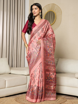 Divastri Printed Daily Wear Silk Blend Saree(Purple)