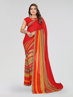 Moda Rapido Floral Print Daily Wear Georgette Saree(Red)