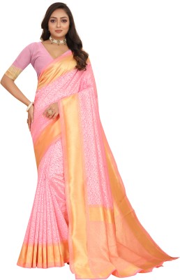 NENCY FASHION Self Design, Woven, Embellished Banarasi Jacquard Saree(Pink)