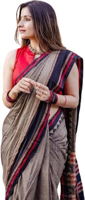 GOLU Printed Handloom Cotton Blend Saree(Multicolor)