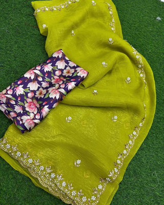 BELLETRENDZ Embroidered, Floral Print Bollywood Jimmy choo Saree(Multicolor)