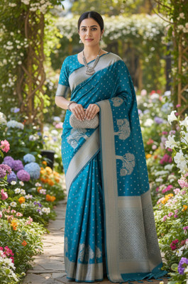 Bajrang fab Self Design Banarasi Satin Saree(Dark Blue)