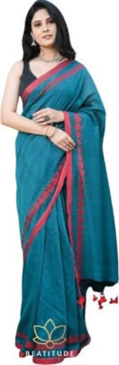 kalpana handloom Solid/Plain Handloom Pure Cotton Saree(Light Green)