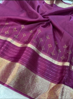 Banaras silk palace Embellished Banarasi Organza Saree(Purple)