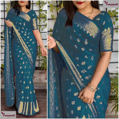 TRINITI FAB Self Design Kanjivaram Jacquard Saree(Green)