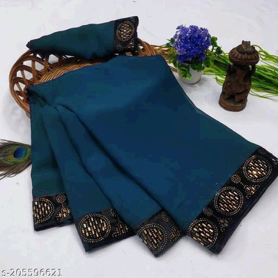 Banarasi wala Temple Border Bollywood Georgette Saree(Green)