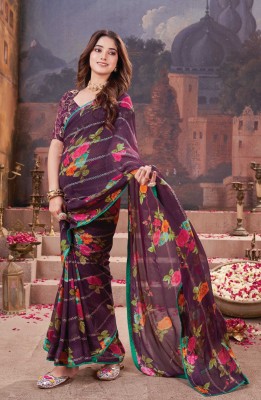 Tasrika Floral Print Bollywood Georgette Saree(Purple)