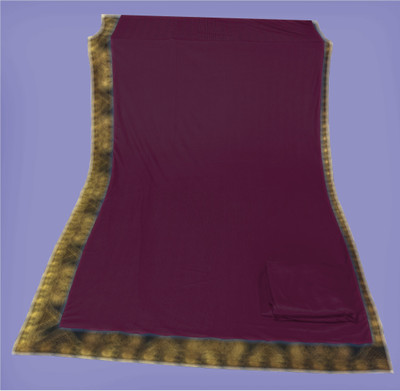 Suvali Fashion Solid/Plain Banarasi Lycra Blend, Chiffon Saree(Purple)