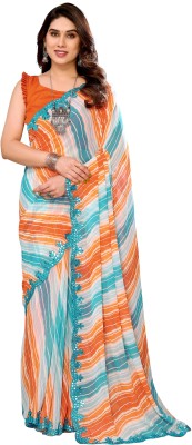 Kodila Enterprise Printed Bollywood Organza Saree(Orange)