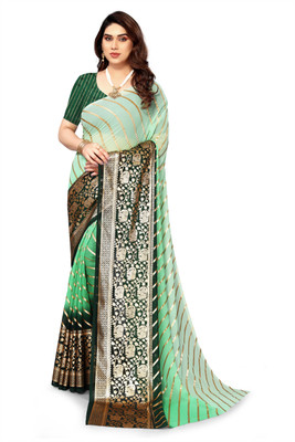 NAKSHCRETION Printed Bollywood Georgette Saree(Green)