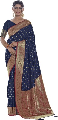 kriva enterprise Self Design Banarasi Jacquard Saree(Blue)