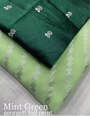 Jay Bajrang Fashion Floral Print Bollywood Georgette Saree(Light Green)
