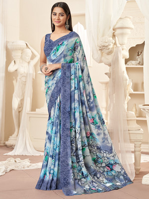 Divastri Printed Bollywood Georgette Saree(Blue)