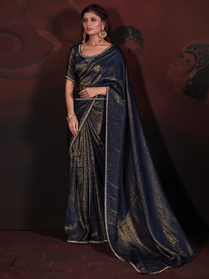 Sareemall Embellished Bollywood Viscose Rayon Saree(Dark Blue)