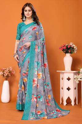 ANIRAV Printed Daily Wear Georgette Saree(Multicolor)