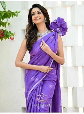 SARATHITEXTILE Solid/Plain Handloom Cotton Blend Saree(Multicolor)