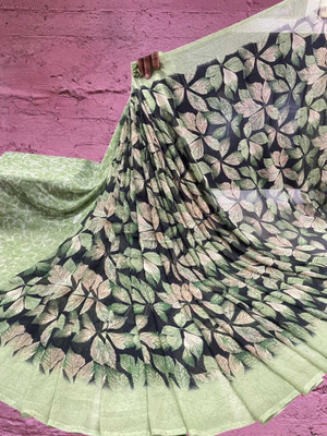 HouseOfCommon Printed Bollywood Georgette Saree(Green)