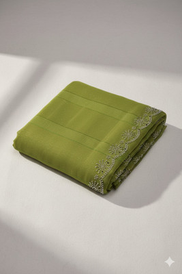 sarres Solid/Plain, Embellished Bollywood Georgette Saree(Green)