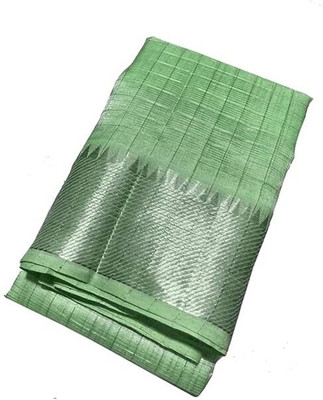 GR Handloom Checkered Bollywood Handloom Art Silk Saree(White)