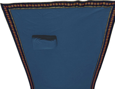 HouseOfCommon Solid/Plain Banarasi Lycra Blend, Chiffon Saree(Pack of 2, Blue)