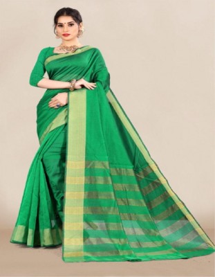 Suyukti Fab Solid/Plain Daily Wear Art Silk Saree(Green)