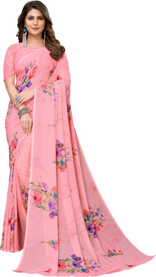 Priyashi Printed Bandhani Georgette Saree(Pink)