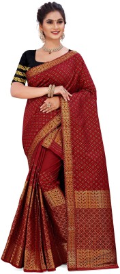 Skiran's Woven Mekhela Chador Polyester Saree(Red)