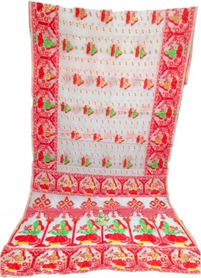 Lakshmi Printed Jamdani Cotton Blend, Cotton Linen Saree(Multicolor)