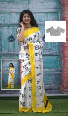 Jaipuri Print Blocked Printed, Color Block, Dyed, Floral Print, Printed Daily Wear Pure Cotton Saree(Yellow)