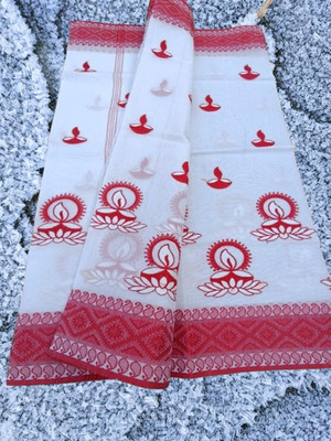 Kanokanjoli Woven Jamdani Cotton Blend Saree(Multicolor)