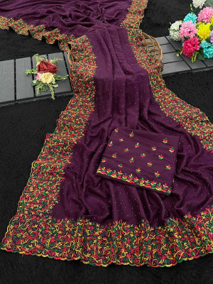 Divastri Printed Daily Wear Silk Blend Saree(Maroon)