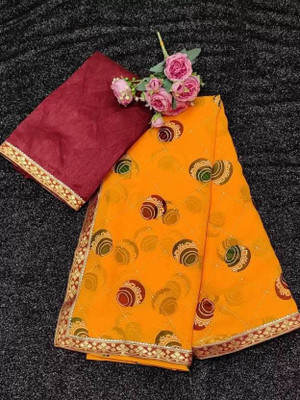 Raj Laxmi Impex Printed Bandhani Georgette Saree(Yellow)