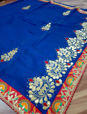 Bhojal Creation Embroidered Bollywood Chiffon Saree(Red)