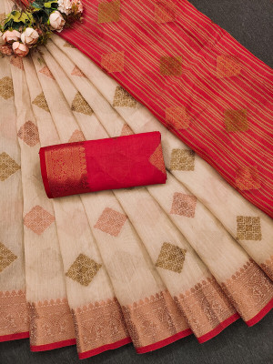 Saaracreation Woven Gadwal Jacquard, Cotton Silk Saree(Multicolor)