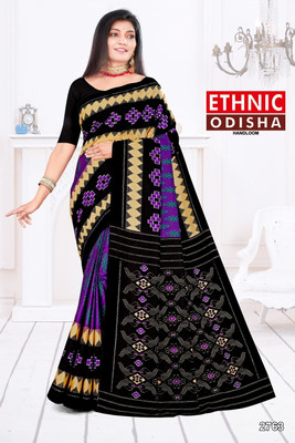 ETHNIC ODISHA HANDLOOM Printed, Digital Print Sambalpuri Pure Cotton Saree(Purple)