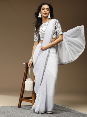 Sareemall Embellished Bollywood Georgette Saree(Grey)