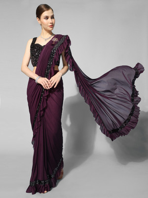 3Buddy Fashion Solid/Plain Bollywood Silk Blend Saree(Magenta)