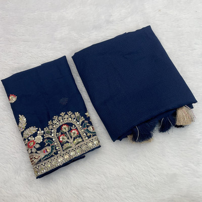 KONICA FAB Embroidered, Self Design Bollywood Georgette Saree(Blue)