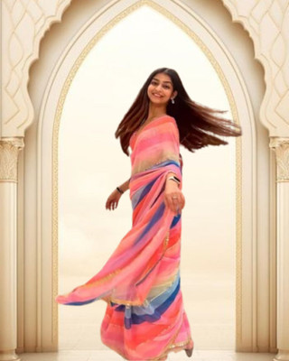 JAYAMENTERPRISE Striped, Printed, Self Design Bollywood Georgette Saree(Multicolor)