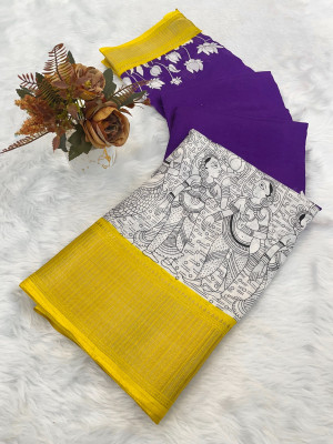 KV Fashion Digital Print Daily Wear Art Silk Saree(Purple)