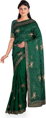 SWASTIKA Embroidered Bollywood Jacquard Saree(Green)