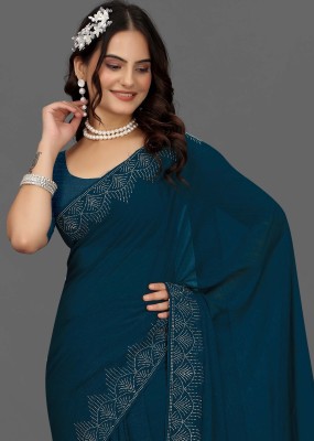 sarang fab Embellished Bollywood Georgette Saree(Blue)