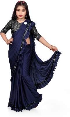 Aditya Impex Embellished Bollywood Lycra Blend Saree(Dark Blue)