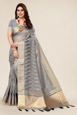 NEGRONI Woven Daily Wear Cotton Silk Saree(Grey)