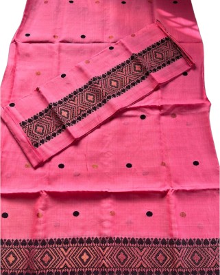 kamdar Woven Mekhela Chador Chanderi, Cotton Blend Saree(Pink)