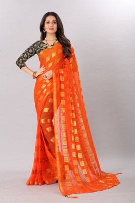 Aardiva Woven, Embellished Bollywood Chiffon Saree(Orange)