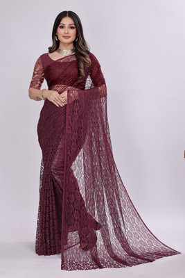 Manthan Creation Self Design Daily Wear Brasso Saree(Purple)