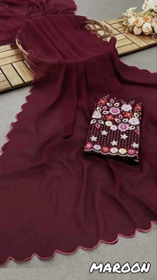 Vikash fab Self Design Bollywood Georgette Saree(Maroon)