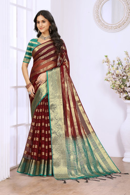 Aarunika IC Woven Bollywood Organza Saree(Multicolor)