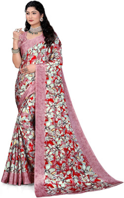 SnehaWomensWear Self Design Daily Wear Silk Blend Saree(Pink, Red)